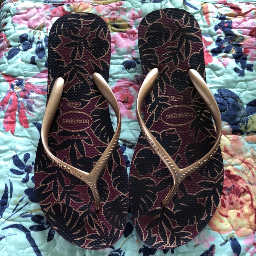 Havianas Purple Wedge Heel Flip Flops 9 39/40